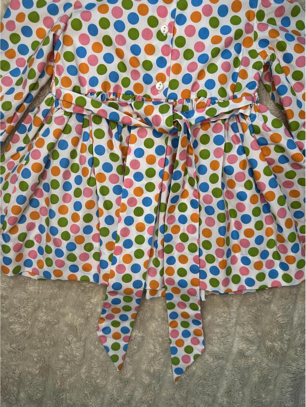 Beaufort Bonnet Company 'Dottie' polka-dot Peter Pan collar smocked dress 12M - Picture 9 of 9